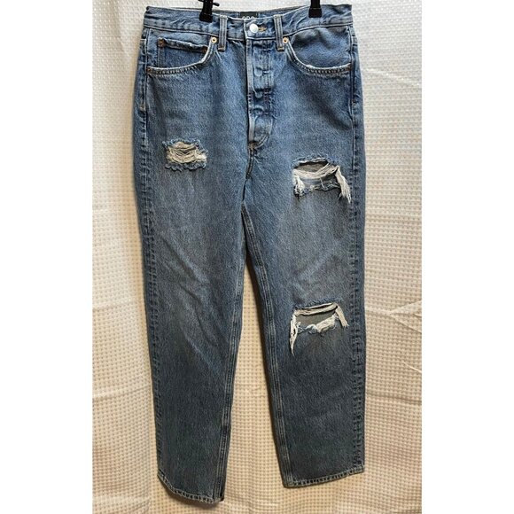 BDG jeans womens 27 x 29 relaxed straight button fly distressed high rise blue - Picture 1 of 12